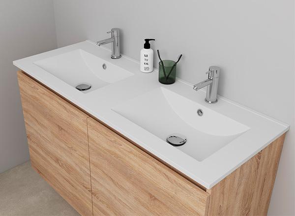 Sanibell Online 121 m&oslash;bels&aelig;t m/grebsfri l&aring;ger og dobbeltvask - Bardolino eg