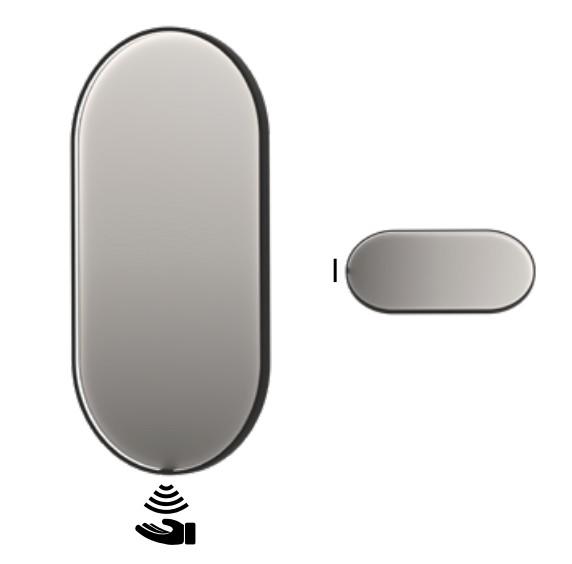 Sanibell Ink SP28 ovalt spejl m/lys, varme og sensor 40 x 80 cm - B&oslash;rstet mat guld