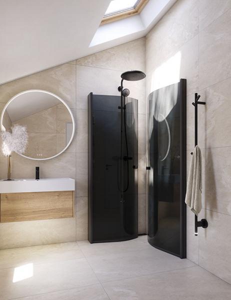 Dansani Match E+E brusehj&oslash;rne - 90x90 cm - Tonet glas/mat sort