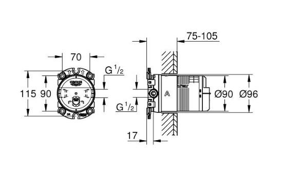 Grohe SmartControl komplet brusesystem m/SmartActive brus til indbygning - B&oslash;rstet Hard Graphite