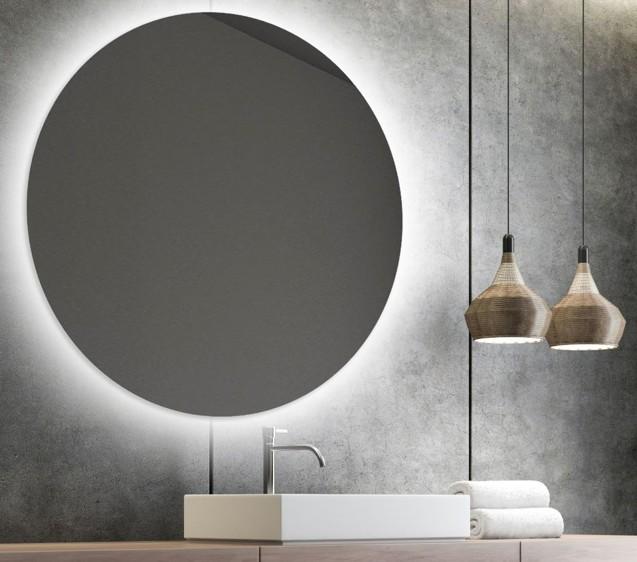 Puk rundt spejl m/backlight og varme - &Oslash;80 cm