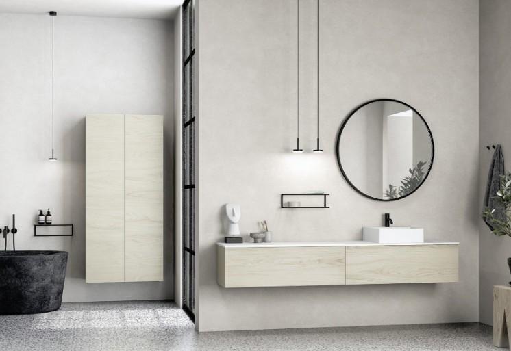 Dansani YOU Moon 90 rundt spejl m/lysstyring - B&oslash;rstet messing