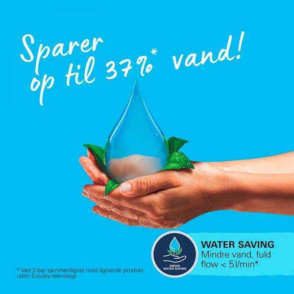 Grohe Start M h&aring;ndvaskarmatur m/koldstart og push-open bundventil - Mat sort