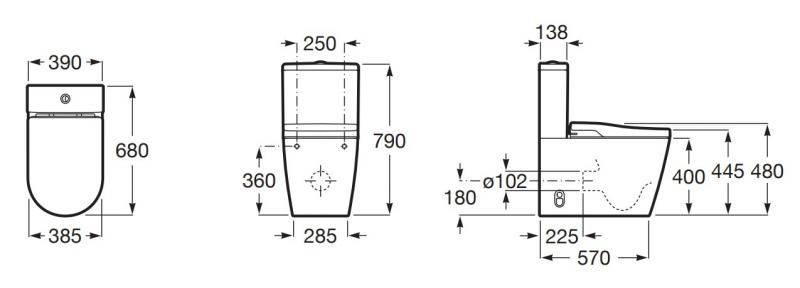 Roca Inspira Back-to-wall douchetoilet inkl. toilets&aelig;de m/softclose