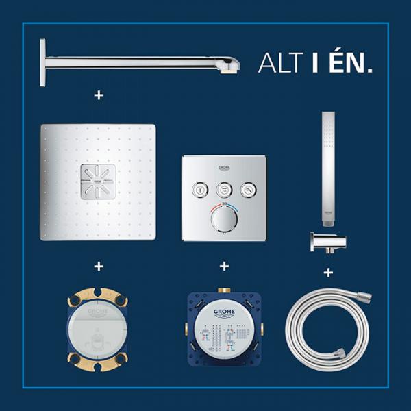 Grohe Precision SmartControl 310 komplet brusesystem til indbygning - Firkantet