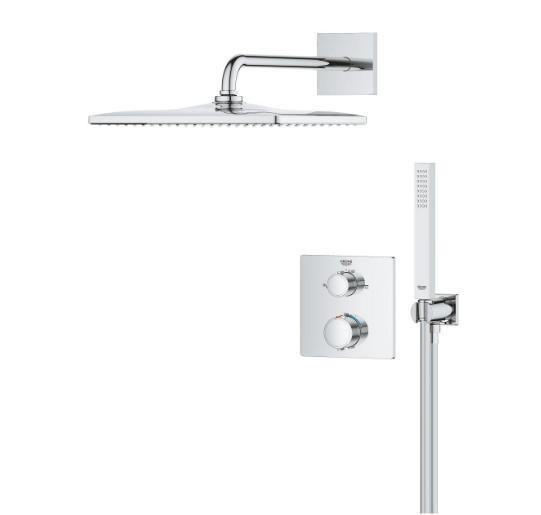 Grohe Precision Cube 310 komplet brusesystem til indbygning - Krom